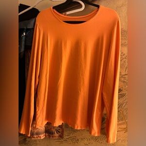 Eileen Fisher Peachy Salmon Orange Long Sleeve Top SZ 1X
